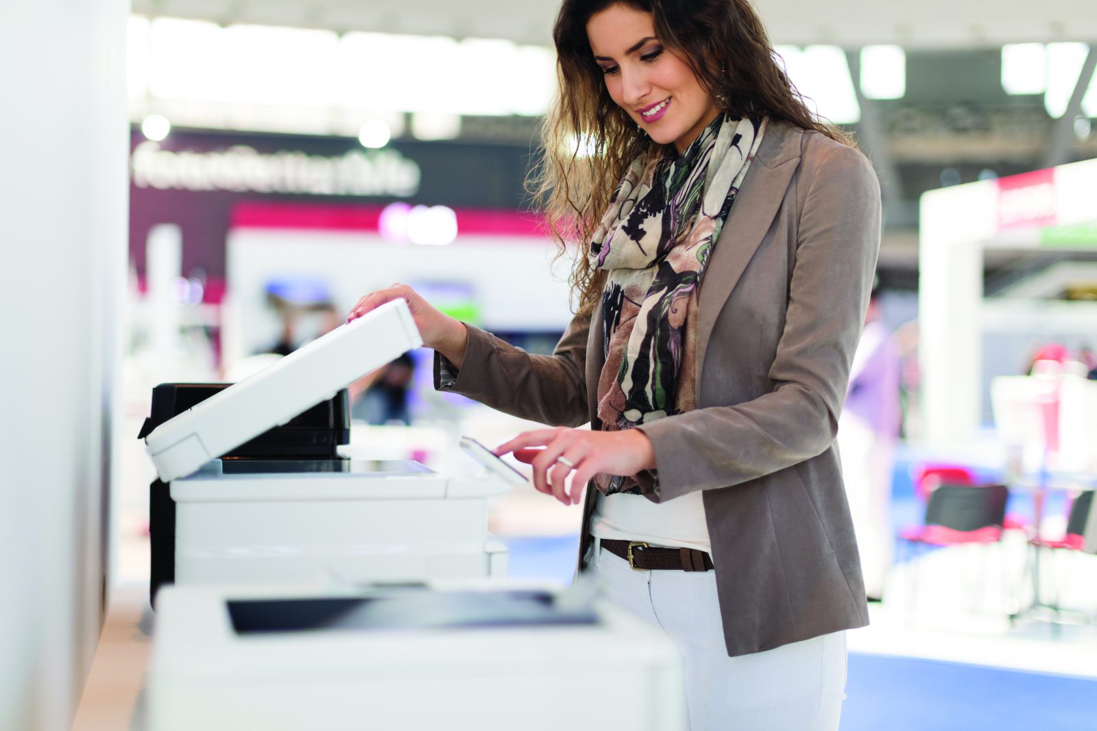 Woman using printer